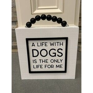 Hobby Lobby Dogs & Puppies Shadow Box Sign Decorative Wood White Black 9x7.88"